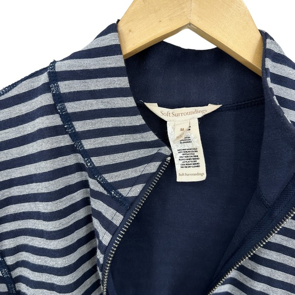 SOFT SURROUNDINGS Jacket Striped Reversible Full Zip Blue Gray 2BW08 - Picture 8 of 8